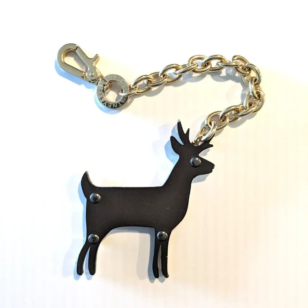 Stella McCartney Le Sportsac Deer Charm Keychain Two faced Gold Brown - Picture 5 of 5